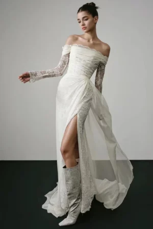 Abito da Sposa Maniche Munghe Semplici