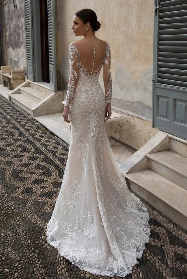 Abito da Sposa in Raso Semplici a Sirena - Image 2