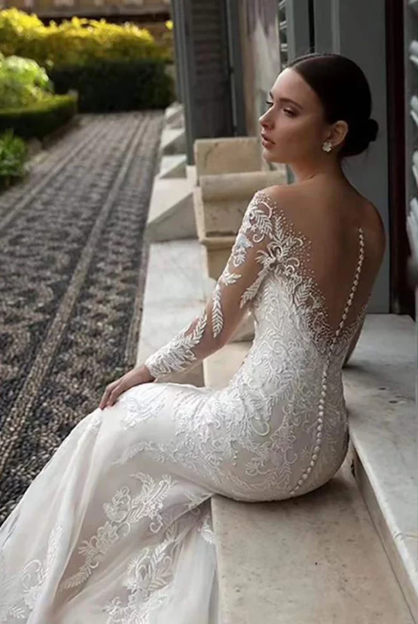 Abito da Sposa in Raso Semplici a Sirena - Image 3