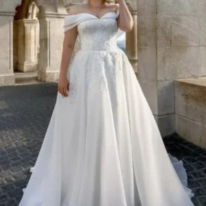 Flavinke Customized Plus Size Women Wedding Dresses Off Shoulder Lace Applique Bridal Dress A-line Tulle Vestidos De Novia