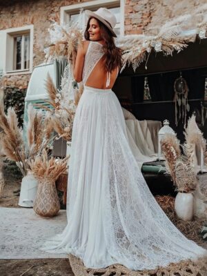 Abiti da Sposa Boho Traccia di Fiori