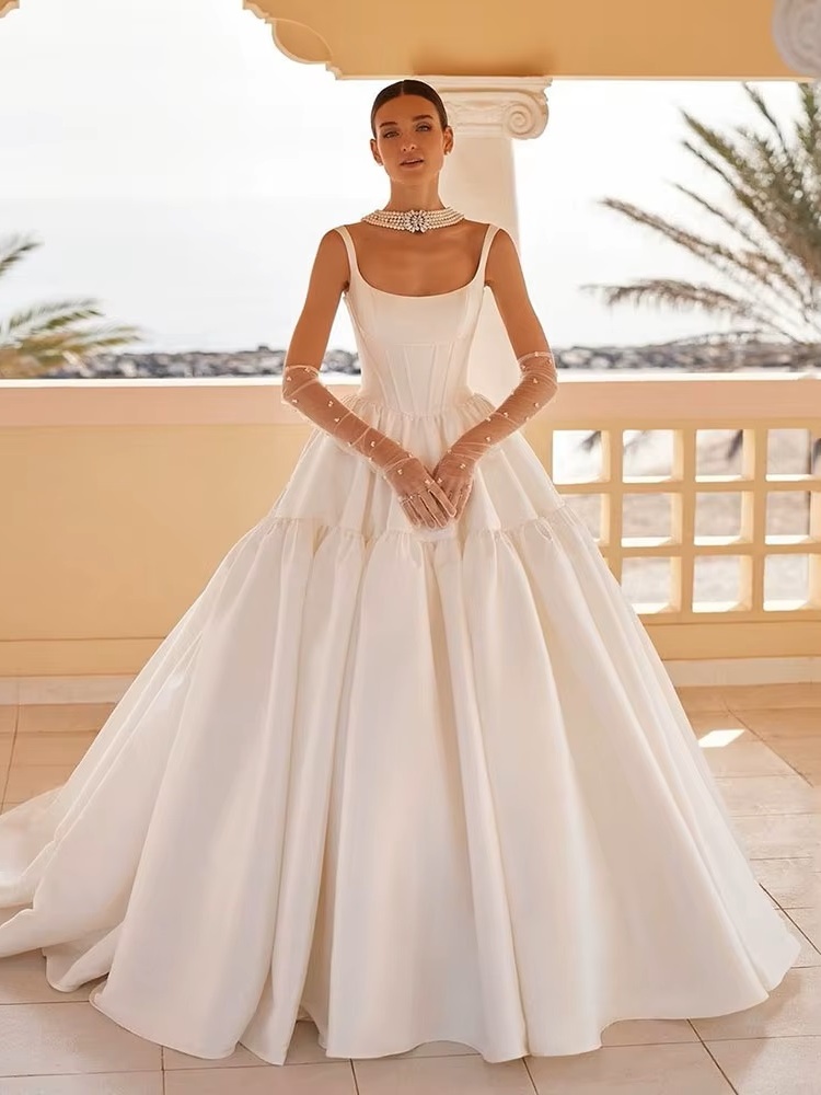 SoDigne Princess Taffeta Bride Dresses For Women Square Neck Wedding Party Dress Backless Bridal Gown robes de mariée Customized 1 SoDigne Princess Taffeta Bride Dresses For Women Square Neck Wedding Party Dress Backless Bridal Gown robes de mariée Customized
