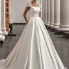 SoDigne Satin Wedding Dress For Women Elegant Cap Sleeves Scoop Neck Flowers Women A-Line Bridal Gown With Pockets Customized 4 S3a3ecc691a2e42cfb4aa8a2baf470e045 Cropped