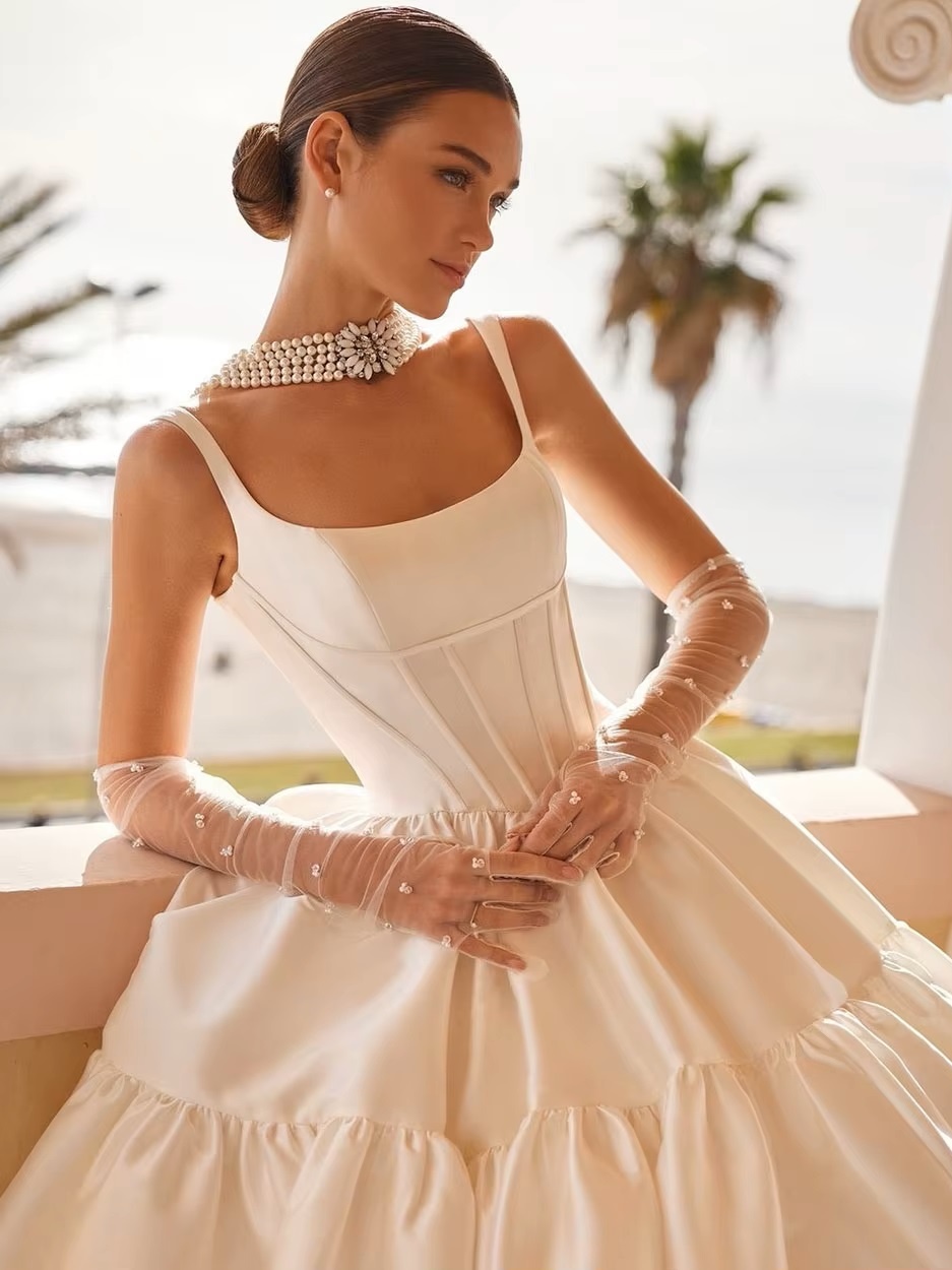 SoDigne Princess Taffeta Bride Dresses For Women Square Neck Wedding Party Dress Backless Bridal Gown robes de mariée Customized 3 SoDigne Princess Taffeta Bride Dresses For Women Square Neck Wedding Party Dress Backless Bridal Gown robes de mariée Customized - immagine 3