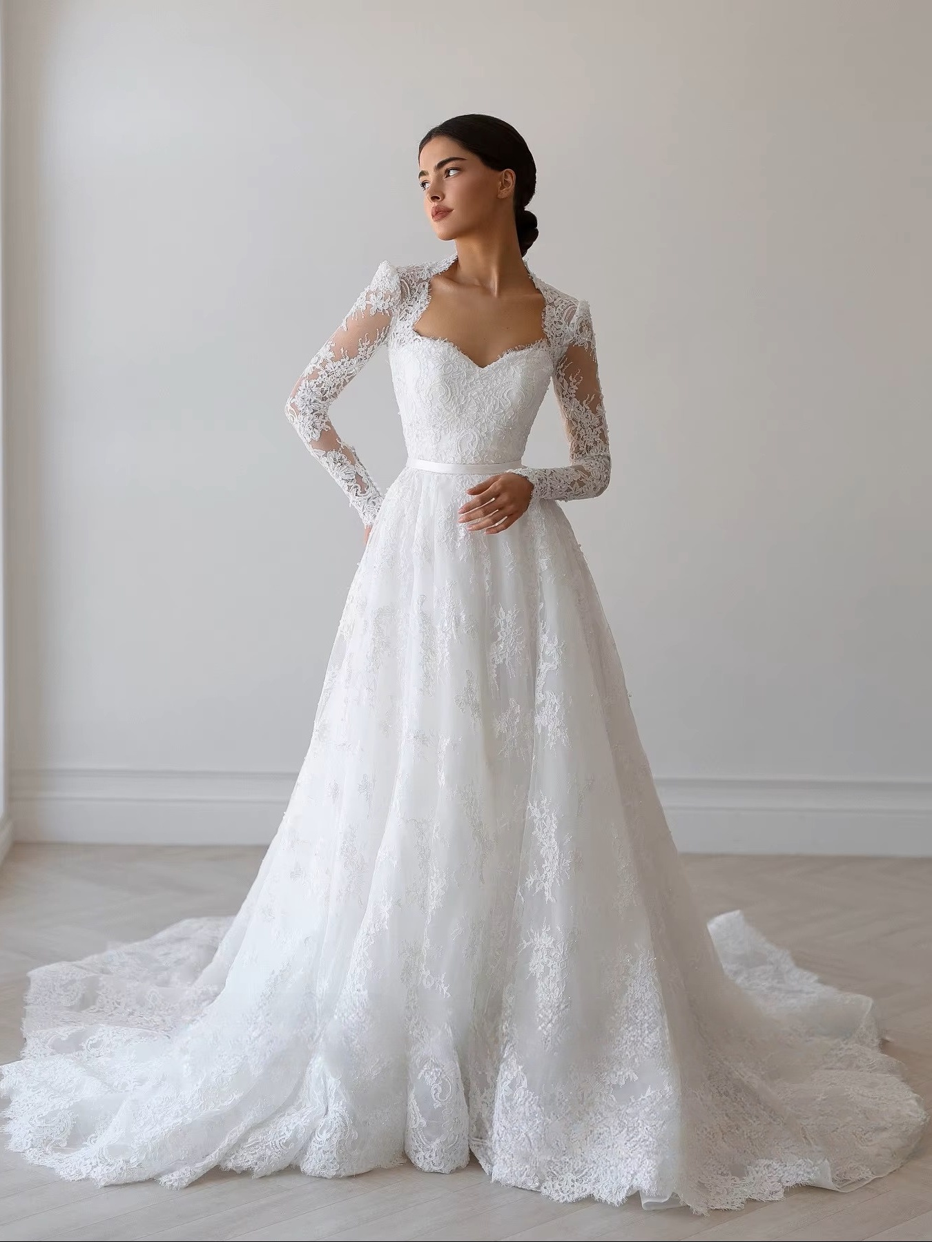 SoDigne A-line Lace Wedding Dress Sweetheart Full Sleeves Bride Dresses 2025 Long Bridal Gowns vestidos de novia Customized 2 SoDigne A-line Lace Wedding Dress Sweetheart Full Sleeves Bride Dresses 2025 Long Bridal Gowns vestidos de novia Customized - immagine 2