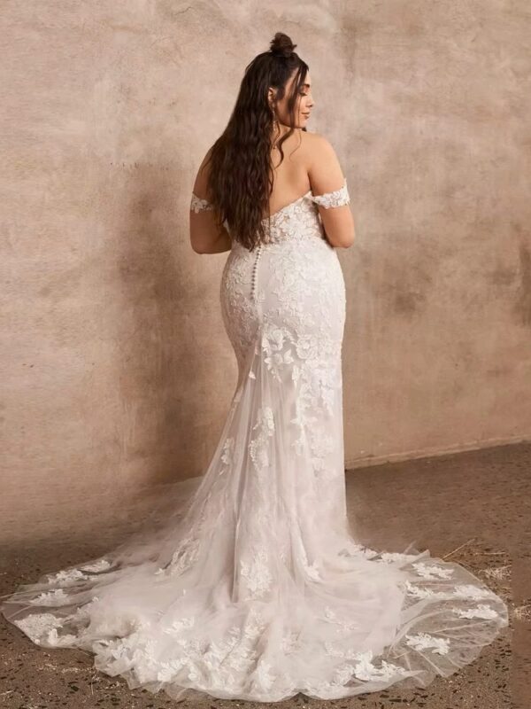 Pastrol Tulle Wedding Dresses Plus Size Sweetheart Neck Sleeveless Bride Gowns Appliques Floor Length Mermaid Vestido De Noiva - immagine 2