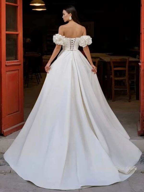 SoDigne Modern Satin Wedding Dresses Sweetheart A-line Elegant Bridal Dress Boho Split Lace Up Wedding Gown Robe De Mairee  2 SoDigne Modern Satin Wedding Dresses Sweetheart A-line Elegant Bridal Dress Boho Split Lace Up Wedding Gown Robe De Mairee  - immagine 2