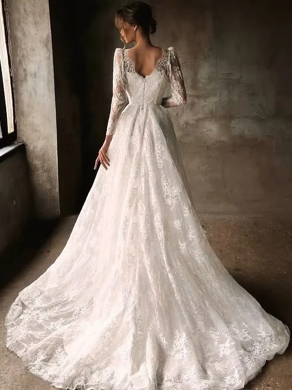 SoDigne A-line Lace Wedding Dresses Sweetheart Full Sleeves Bridal Dress Beach Long Wedding Gown Robe De Mairee Customized 2 SoDigne A-line Lace Wedding Dresses Sweetheart Full Sleeves Bridal Dress Beach Long Wedding Gown Robe De Mairee Customized - immagine 2