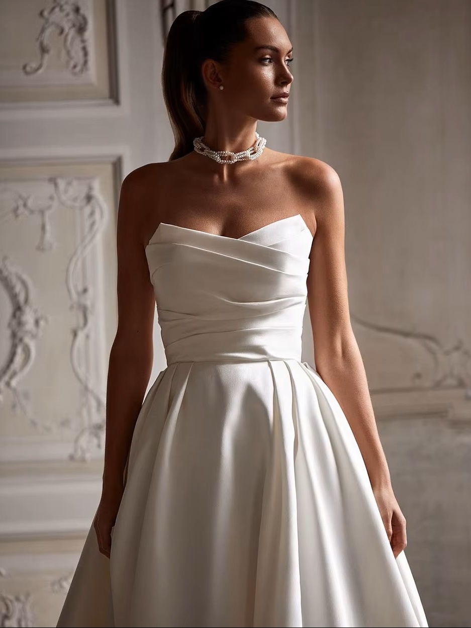SoDigne Church Simple A Line Wedding Gown For Women Sweetheart Pleats Customized Wedding Dress Long Reception Party Bride Dress 3 SoDigne Church Simple A Line Wedding Gown For Women Sweetheart Pleats Customized Wedding Dress Long Reception Party Bride Dress - immagine 3