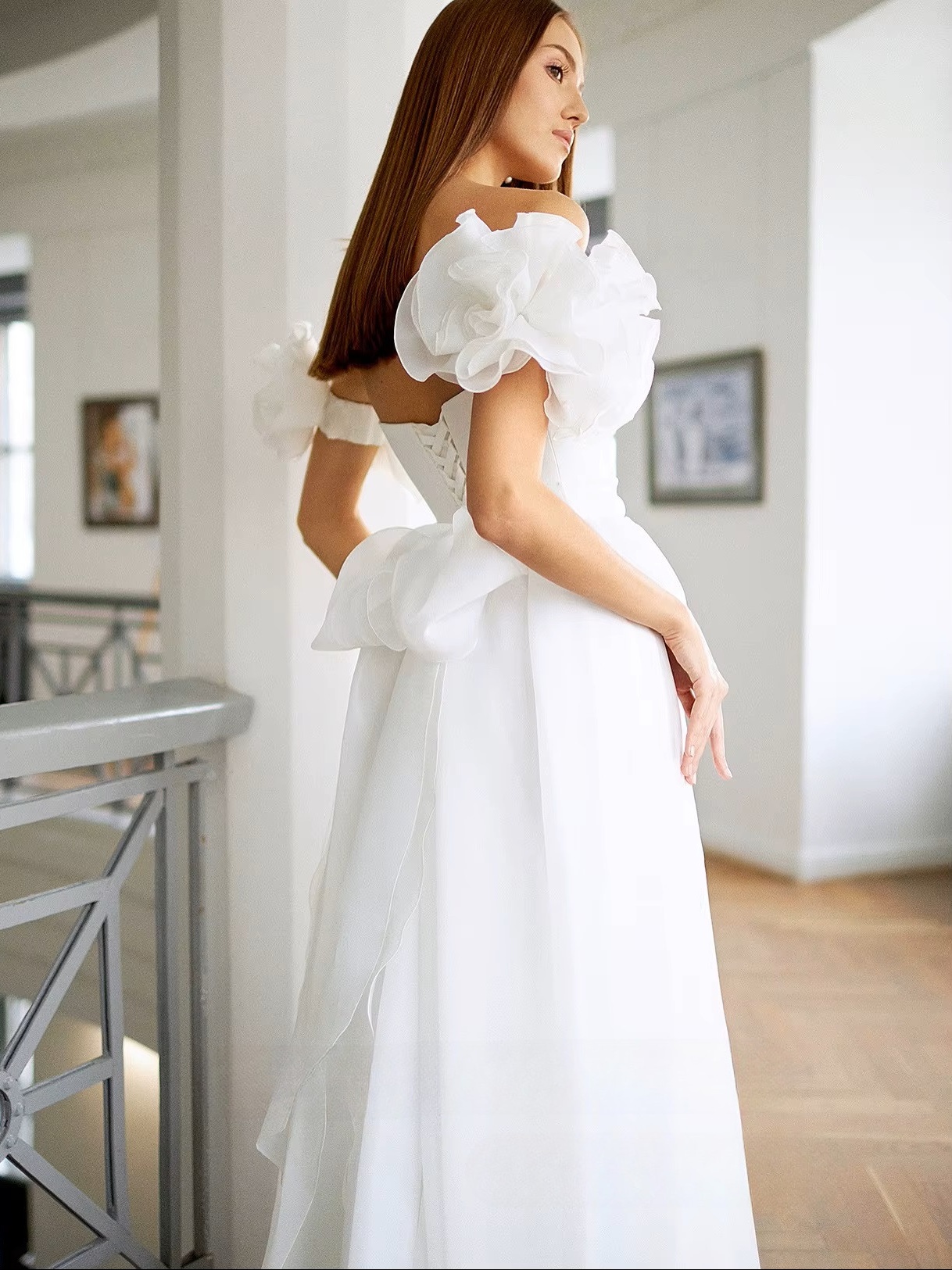 SoDigne A-line Organza Wedding Dresses Sweetheart Short Sleeves Bridal Dress Long Wedding Gown Robe De Mairee Customized  2 SoDigne A-line Organza Wedding Dresses Sweetheart Short Sleeves Bridal Dress Long Wedding Gown Robe De Mairee Customized  - immagine 2