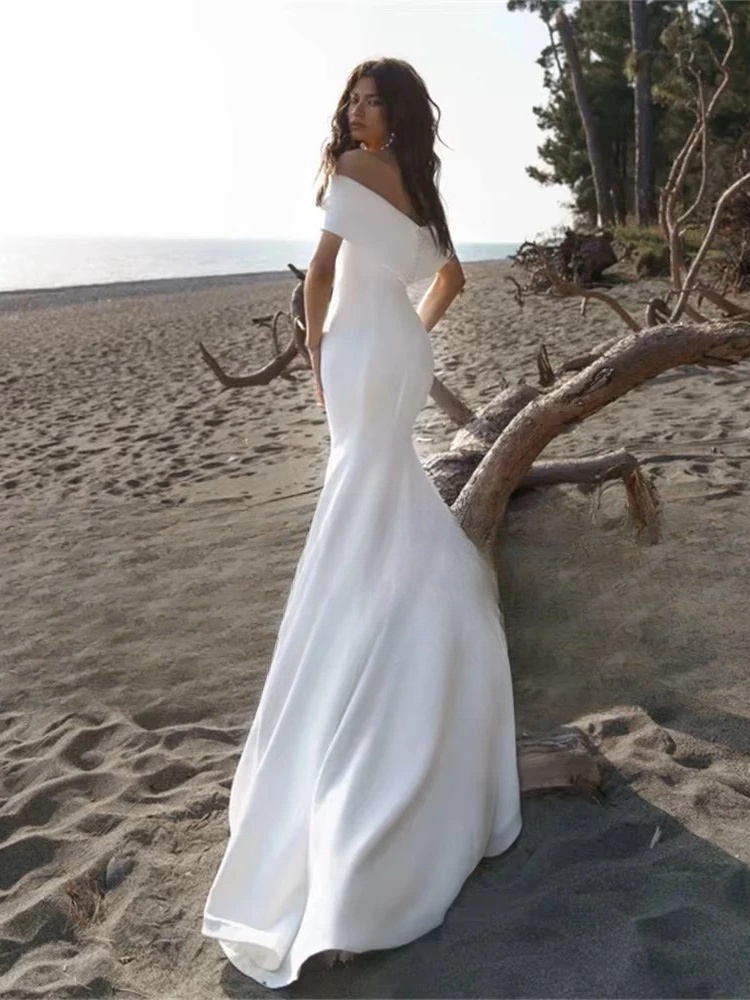 BIGDAY Mermaid Pleat Wedding Dress 2025 Off The Shoulder Open Back Pleat Sweep Train Bridal Gown Vestidos De Noiva Customized 2 BIGDAY Mermaid Pleat Wedding Dress 2025 Off The Shoulder Open Back Pleat Sweep Train Bridal Gown Vestidos De Noiva Customized - immagine 2