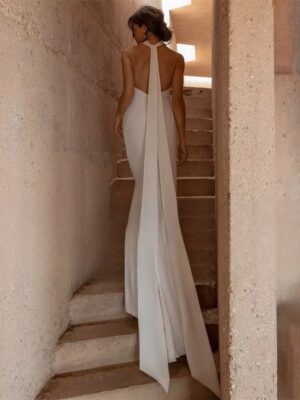 Sexy Mermaid Wedding Dresses Women 2025 Halter Pleat High Split Open Back Sleeveless Bridal Gown Vestidos De Noiva Customized 5 S1363055918034a4fb83ea321fa2c9e4es Cropped