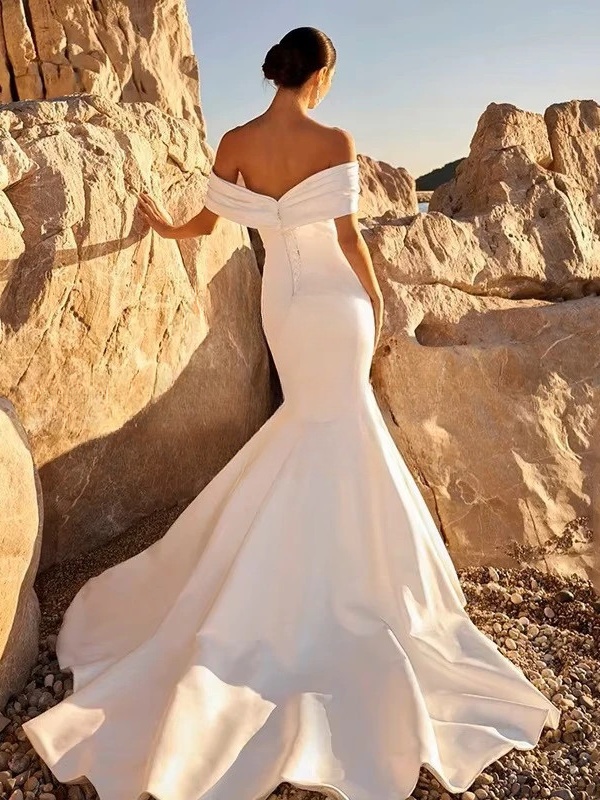 BIGDAY Off The Shoulder Mermaid Wedding Dress 2025 Lace-up Sweetheart Open Back Satin Bridal Gown Vestido De Noiva Customized 2 BIGDAY Off The Shoulder Mermaid Wedding Dress 2025 Lace-up Sweetheart Open Back Satin Bridal Gown Vestido De Noiva Customized - immagine 2