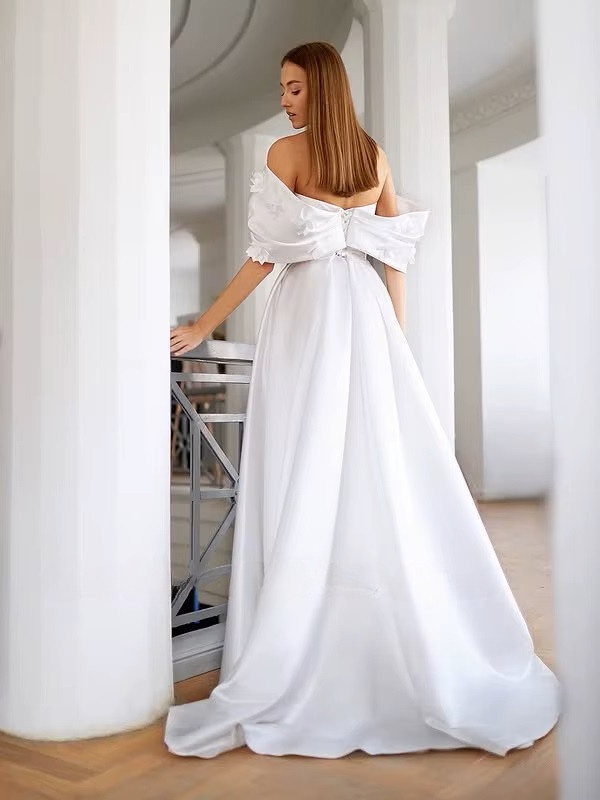 SoDigne A-line Off Shoulder Wedding Dresses V-neck Sleeveless Satin Bridal Dress Long Elegant Bridal Gown 2025 Customized 2 SoDigne A-line Off Shoulder Wedding Dresses V-neck Sleeveless Satin Bridal Dress Long Elegant Bridal Gown 2025 Customized - immagine 2