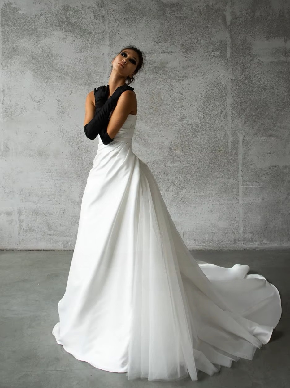 SoDigne A-line Satin Wedding Dress Sweetheart Sleeveless Ruched Bride Dresses 2025 Bridal Gowns Robe De Mairee Customized 3 SoDigne A-line Satin Wedding Dress Sweetheart Sleeveless Ruched  Bride Dresses 2025 Bridal Gowns Robe De Mairee Customized - immagine 3