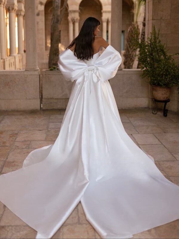 SoDigne A-line Simple Satin Wedding Dresses Sweetheart Sleeveless Bridal Dress Split Wedding Gown Robe De Mairee ﻿Customized - immagine 4