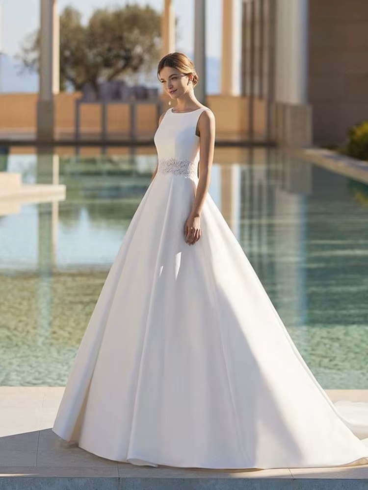 SoDigne Modern Satin Wedding Dresses A-Line Sleeveless Vestido De Noiva Women Bridal Dress Princess Wedding Gowns Customized 1 SoDigne Modern Satin Wedding Dresses A-Line Sleeveless Vestido De Noiva Women Bridal Dress Princess Wedding Gowns Customized