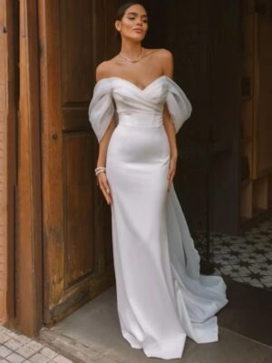 Elegant Sweetheart Mermaid Wedding Dress Women White Off The Shoulder Open Back Bridal Gown Train Vestidos De Novia Customized 7 S2c680ae9d055419185a59de748ee56c6G Cropped