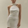 Simple Ivory Mini Wedding Dress Pleat Sexy Halter Sleeveless Bride Dresses Illusion Open Back Short Sheath Prom Gowns Customized 5 S2fe5d3a45dad45428333f32068989a5fR Cropped