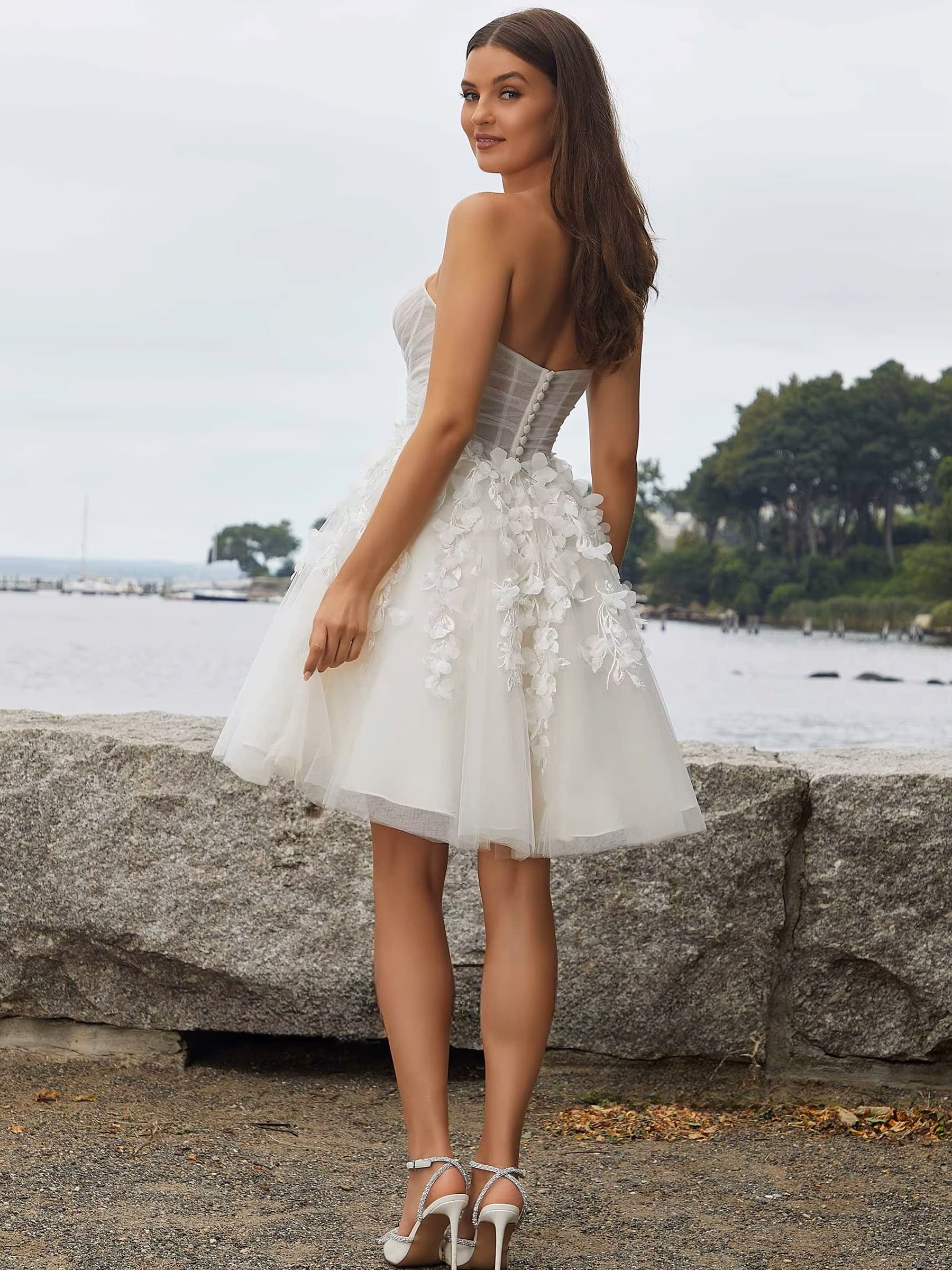 SoDigne A-line Tulle Short Wedding Dresses Sweetheart Sleeveless Appliques Bridal Dress Women Mini Wedding Gown Robe De Mairee 2 SoDigne A-line Tulle Short Wedding Dresses Sweetheart Sleeveless Appliques Bridal Dress Women Mini Wedding Gown Robe De Mairee - immagine 2