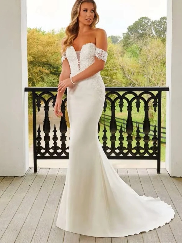 BIGDAY Sweetheart Mermaid Wedding Dresses Women Lace Open Back Off The Shoulder Bridal Gown Train Vestidos De Novia Customized 1 BIGDAY Sweetheart Mermaid Wedding Dresses Women Lace Open Back Off The Shoulder Bridal Gown Train Vestidos De Novia Customized