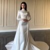 SoDigne Mermaid Satin Wedding Dresses High Neck Full Sleeves Bridal Dress Detachable Train Bride Gown Robe De Mairee Customized 4 S4715db64cde740c38964b3d06b9017aaA Cropped