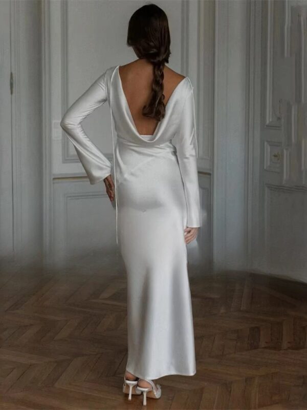 Classic Long Sleeve Mermaid Wedding Dresses Women 2025 O-Neck Open Back Ankle-Length Bridal Gown Vestidos De Noiva Customized - immagine 2