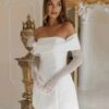 Simple A-Line Mini Wedding Dresses Elegant Long Sleeves Pleat Pearls Strapless Sexy Backless with Lace Up Short Gowns Customized 6 S602a6d18a3f842818353bbc03ed86429U1 Cropped