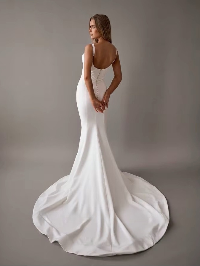SoDigne Customized Mermaid Simple Wedding Dresses Sweetheart Sleeveless Beading Satin Bridal Dress Women Long Wedding Gown 2 SoDigne Customized Mermaid Simple Wedding Dresses Sweetheart Sleeveless Beading Satin Bridal Dress Women Long Wedding Gown - immagine 2