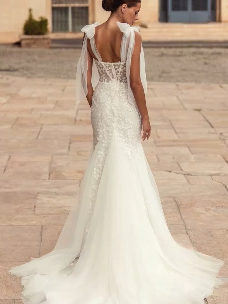 SoDigne Mermaid Tulle Wedding Dresses Sweetheart Sleeveless Elegant Bride Dress Women Bridal Gowns vestidos de novia Customized 2 SoDigne Mermaid Tulle Wedding Dresses Sweetheart Sleeveless Elegant Bride Dress Women Bridal Gowns vestidos de novia Customized - immagine 2