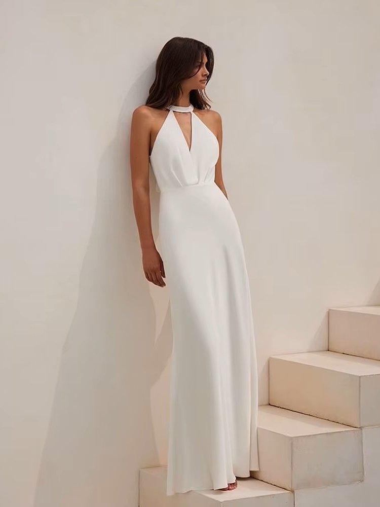 SoDigne Simple Beach Wedding Gown 2024 vestidos de fiesta Halter Sleeveless Bride Dress Long Wedding Party Dress Customized 2 SoDigne Simple Beach Wedding Gown 2024 vestidos de fiesta Halter Sleeveless Bride Dress Long Wedding Party Dress Customized - immagine 2
