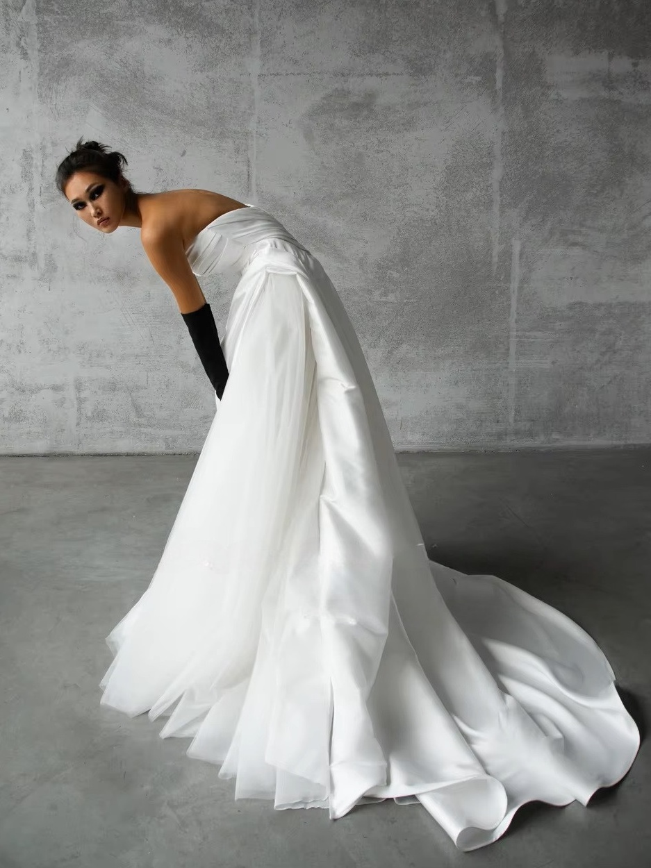 SoDigne A-line Satin Wedding Dress Sweetheart Sleeveless Ruched Bride Dresses 2025 Bridal Gowns Robe De Mairee Customized 2 SoDigne A-line Satin Wedding Dress Sweetheart Sleeveless Ruched  Bride Dresses 2025 Bridal Gowns Robe De Mairee Customized - immagine 2
