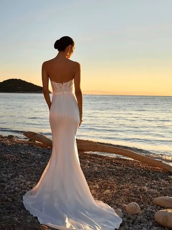SoDigne Mermaid Satin/Lace Wedding Dress Sweetheart Sleeveless Bride Dresses Split Long Bridal Gowns Robe De Mairee Customized 2 SoDigne Mermaid Satin/Lace Wedding Dress Sweetheart Sleeveless Bride Dresses Split Long Bridal Gowns Robe De Mairee Customized - immagine 2