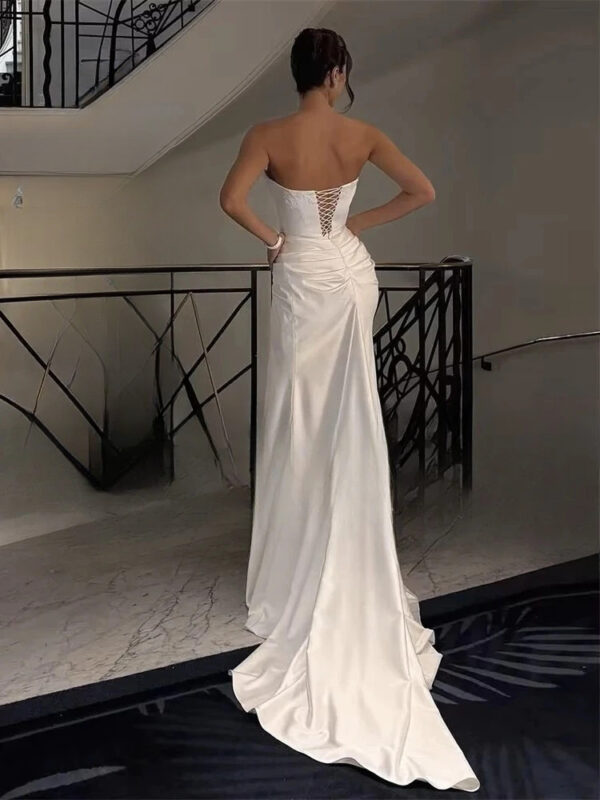 BIGDAY Modern Mermaid Wedding Dress Boat-Neck Lace Appliqued Pleat Open Back Lace-up  Bridal Gown Vestido De Noiva Customized - immagine 2