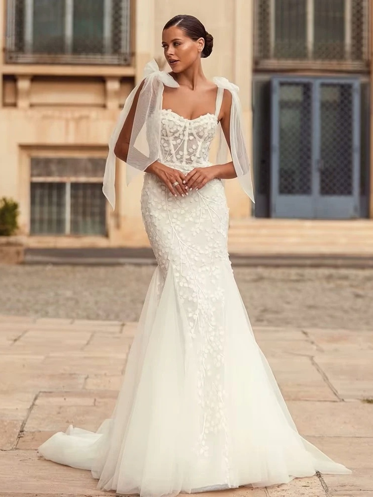 SoDigne Mermaid Tulle Wedding Dresses Sweetheart Sleeveless Elegant Bride Dress Women Bridal Gowns vestidos de novia Customized 3 SoDigne Mermaid Tulle Wedding Dresses Sweetheart Sleeveless Elegant Bride Dress Women Bridal Gowns vestidos de novia Customized - immagine 3