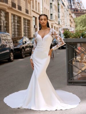 SoDigne Mermaid Satin Wedding Dresses Full Sleeves Lace Appliques Bridal Dress Long Wedding Gown Robe De Mairee Customized  5 S8147adb7b5c34ed78a369e73d8cc3cf4G Cropped