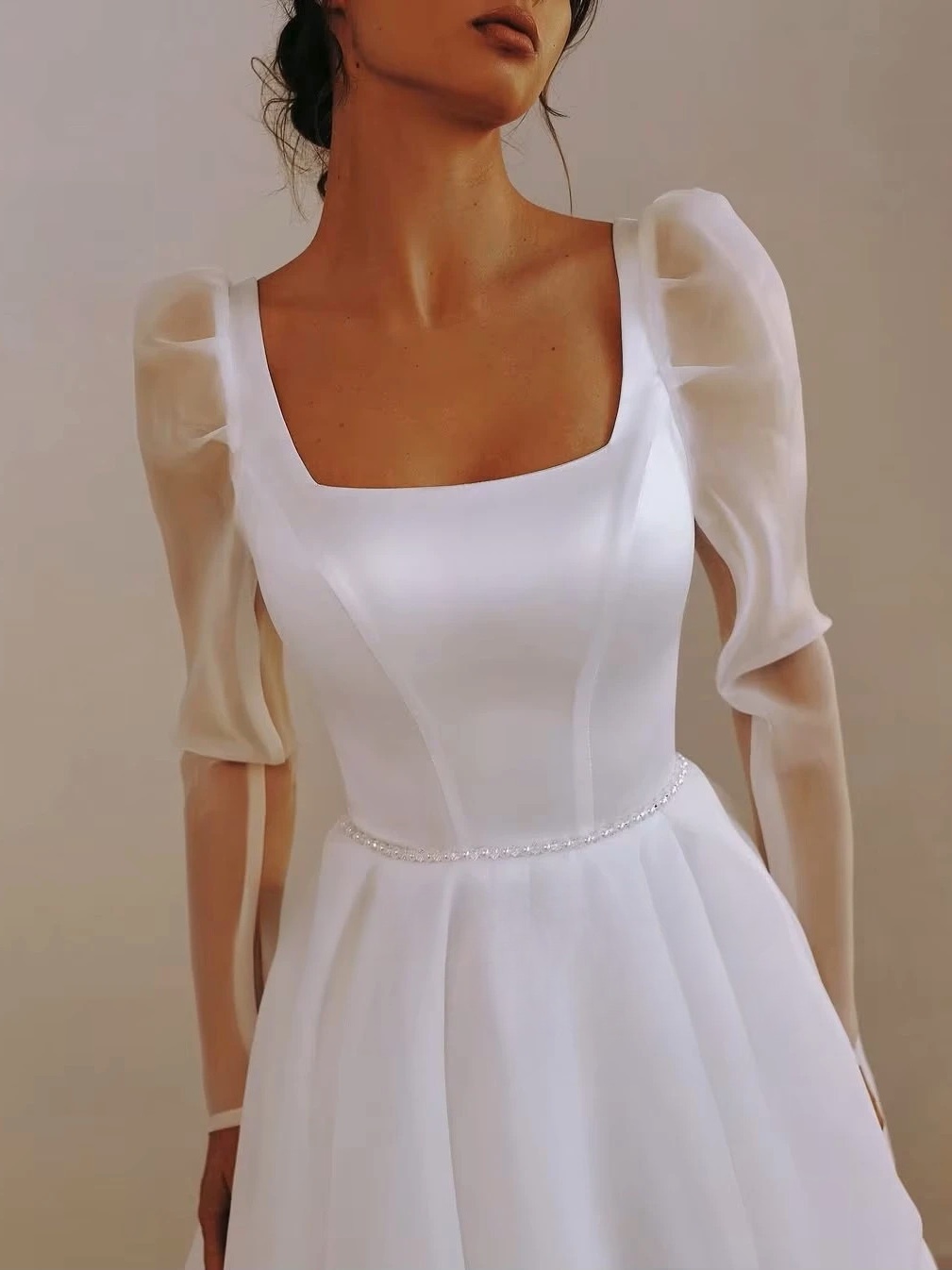 SoDigne A-line Organza Wedding Dresses Square Collar Full Sleeves Bridal Dress Long 2025 Wedding Gown Robe De Mairee Customized 3 SoDigne A-line Organza Wedding Dresses Square Collar Full Sleeves Bridal Dress Long 2025 Wedding Gown Robe De Mairee Customized - immagine 3