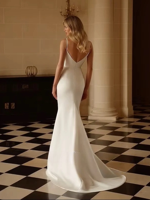 SoDigne Mermaid Satin Wedding Dresses Sweetheart Sleeveless with Shawl Bridal Dress Wedding Gown Robe De Mairee Customized 3 SoDigne Mermaid Satin Wedding Dresses Sweetheart  Sleeveless with Shawl Bridal Dress Wedding Gown Robe De Mairee Customized - immagine 3