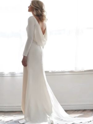 Long Sleeves Mermaid Back Cowl Wedding Dresses O-neck Beach Backless Bridal Party Gown Vestido De Novia Sweep Train Customized 6 S876a17f21e7e4e3ba09d2b38408e1180L Cropped