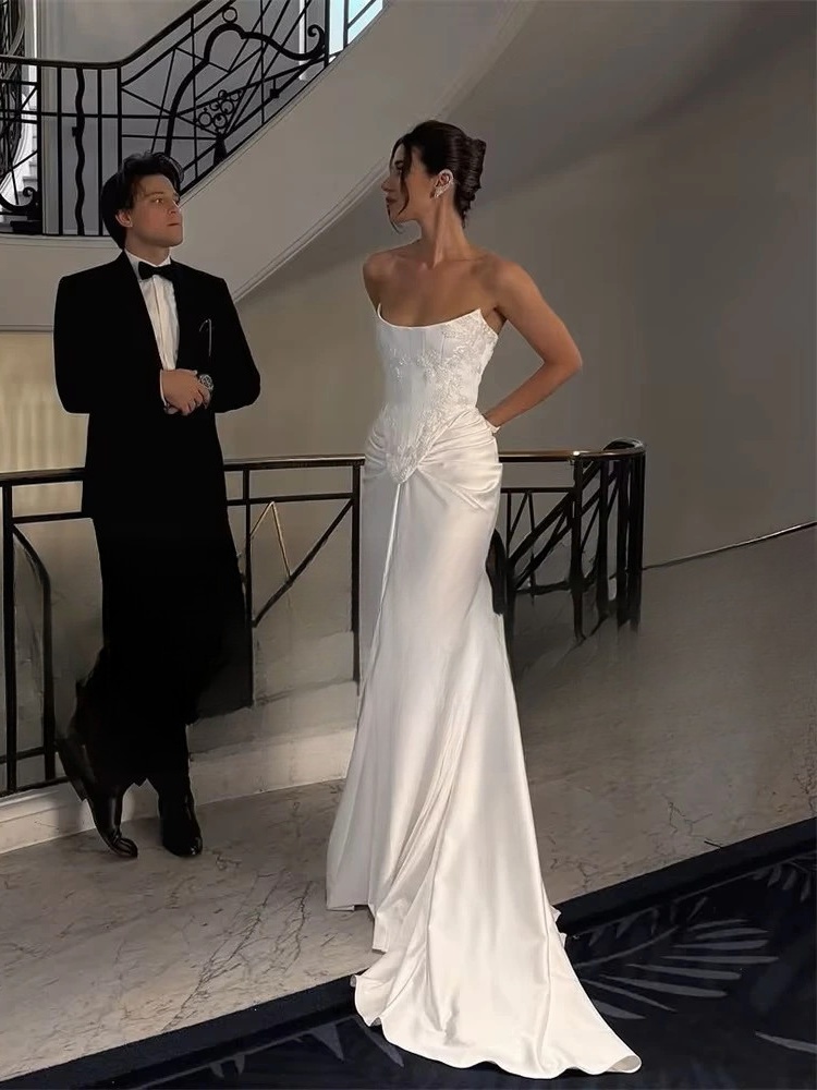 BIGDAY Modern Mermaid Wedding Dress Boat-Neck Lace Appliqued Pleat Open Back Lace-up Bridal Gown Vestido De Noiva Customized 3 BIGDAY Modern Mermaid Wedding Dress Boat-Neck Lace Appliqued Pleat Open Back Lace-up  Bridal Gown Vestido De Noiva Customized - immagine 3