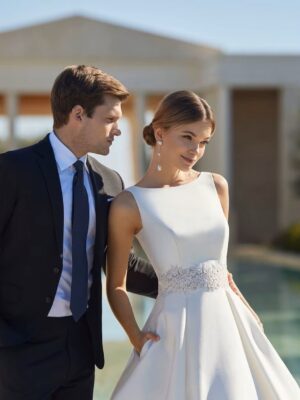 SoDigne Modern Satin Wedding Dresses A-Line Sleeveless Vestido De Noiva Women Bridal Dress Princess Wedding Gowns Customized 5 S9606bc63cc724f958327750137c4b6d6x Cropped