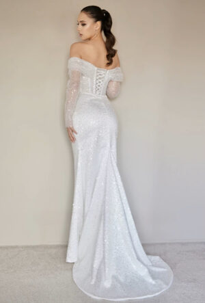 SoDigne Mermaid Glitter Wedding Dresses Off Shoulder Long Sleeves Sequined Bridal Dress Wedding Gown Robe De Mairee Customized 7 S9611419bd9d24d1c8b257f36ccbeb801c