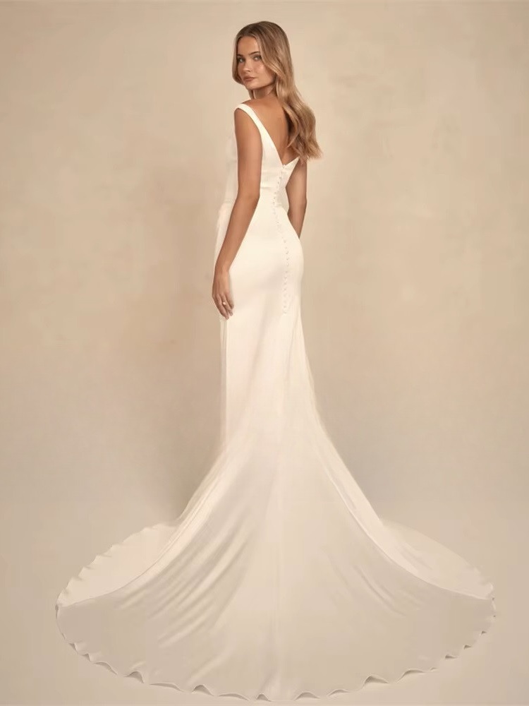 BIGDAY V-Neck Mermaid Wedding Dress 2025 Pleat Off The Shoulder Open Back Sweep Train Bridal Gown Vestidos De Noiva Customized 2 BIGDAY V-Neck Mermaid Wedding Dress 2025 Pleat Off The Shoulder Open Back Sweep Train Bridal Gown Vestidos De Noiva Customized - immagine 2
