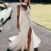 SoDigne Satin Simple Mermaid Wedding Dresses V-neck Sleeveless Elegant Bridal Dress Split Long Bride Gown vestidos de novia 5 S9b6f389f537d4cc389d822e8640e1f98a Cropped