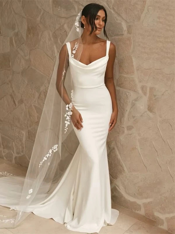 Elegant Mermaid Wedding Dresses For Women 2025 Open Back Spaghetti Straps Simple Bridal Gowns Train Vestidos De Noiva Customized 1 Elegant Mermaid Wedding Dresses For Women 2025 Open Back Spaghetti Straps Simple Bridal Gowns Train Vestidos De Noiva Customized