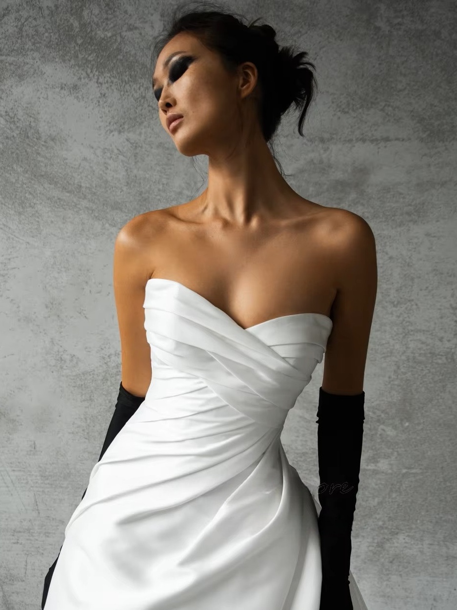 SoDigne A-line Satin Wedding Dress Sweetheart Sleeveless Ruched Bride Dresses 2025 Bridal Gowns Robe De Mairee Customized 4 SoDigne A-line Satin Wedding Dress Sweetheart Sleeveless Ruched  Bride Dresses 2025 Bridal Gowns Robe De Mairee Customized - immagine 4