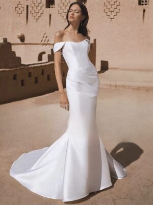 BIGDAY Satin Mermaid Wedding Dress Women 2025 Off The Shoulder Open Back Pleat Boat-Neck Bridal Gown Vestido De Noiva Customized 5 Sb01c0c56bf644f429dc01e48d45768616 Cropped