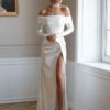 Modern Long Sleeve Mermaid Wedding Dresses Satin Pleat Off The Shoulder High Side Split Bridal Gown Vestido De Noiva Customized 6 Sb8a4b57525b34c51a8c64e2820bb48c7z Cropped