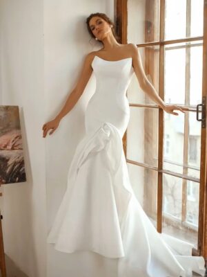 SoDigne Mermaid Satin Wedding Dress Strapless Sleeveless Bride Dresses Women Long Bridal Gowns vestidos de novia Customized 5 Sb9c7ae56be6545f3bf8c3d16bd749d0d0 Cropped
