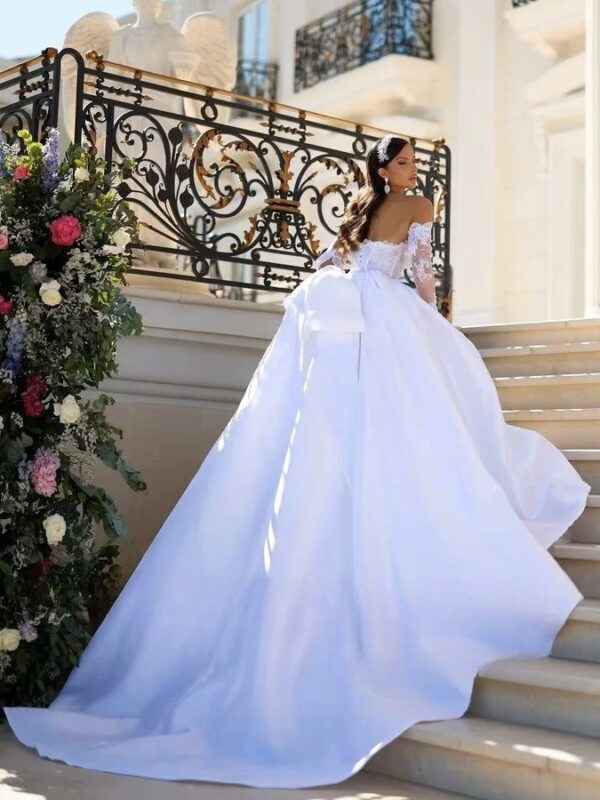 SoDigne A-line Satin/Lace Wedding Dresses Strapless Detachable Sleeves Bridal Dress Elegant 2025 Wedding Gown Custom Made ﻿ - immagine 2